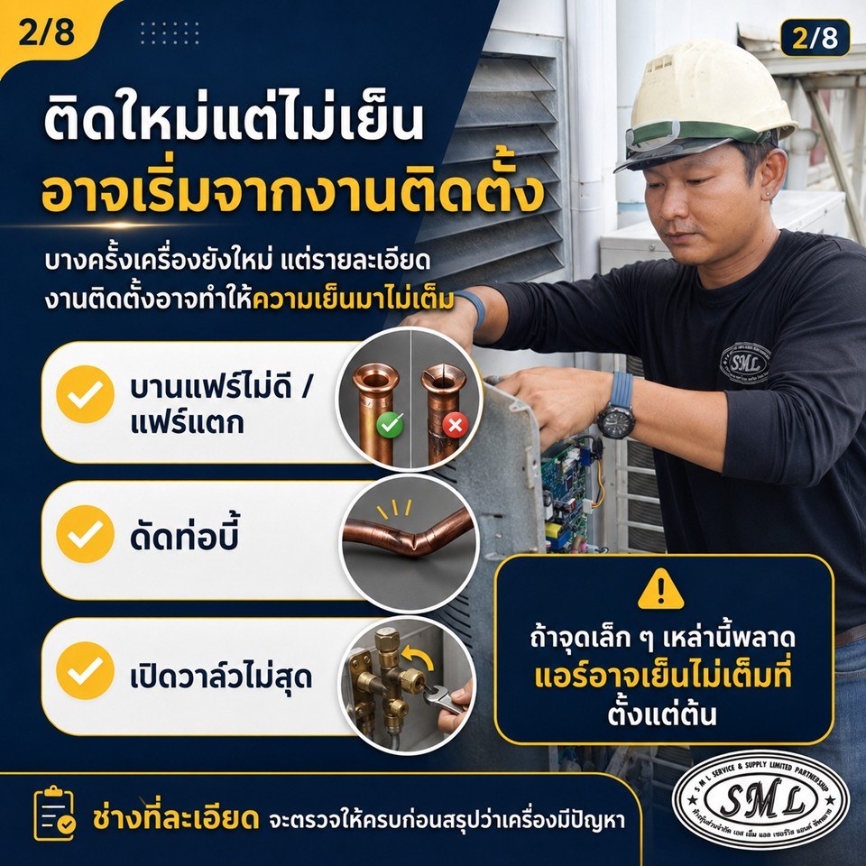 แอร์ติดตั้งใหม่ได้ไม่นาน แต่ทำไมไม่เย็น? ภาพที่ 2
